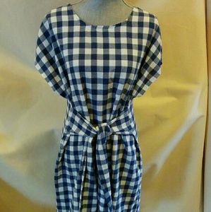 Handmade Gingham Flannel Tie Waist Dress